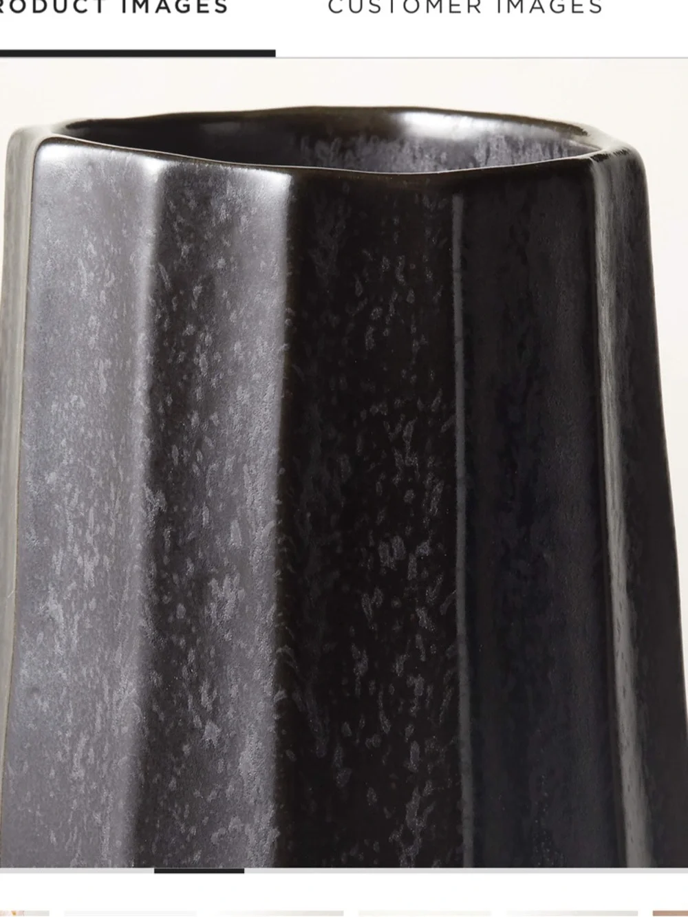 Crate&Barrel Tall Glossy Black Fluted Vase